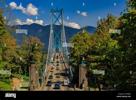 Famous Lions Gate Suspension Bridge Or First Narrows Bridge In Stanley