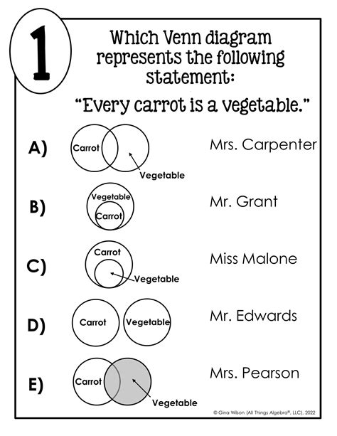 Logic Statements With Venn Diagrams Math Lib Activity All Things Algebra®