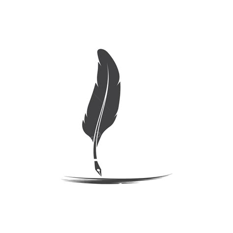 Feather Pen Icon Template Vector Quill White Logo Vector Quill White