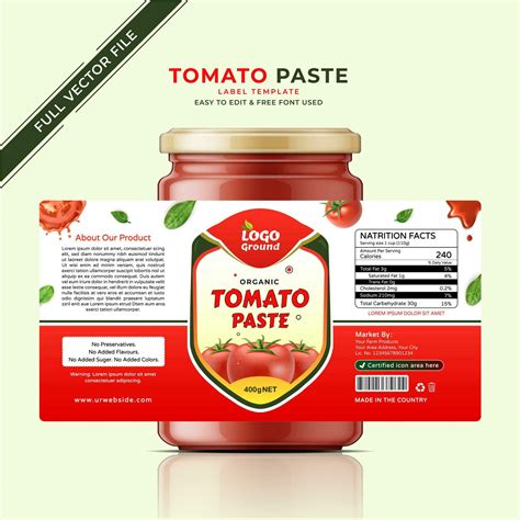 Tomato Sauce Label Chili Pepper Tomato Label Sticker Organic Tomato