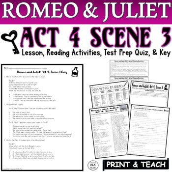 Romeo And Juliet Act 4 Scene 3 Quiz Reading Comprehension Questions