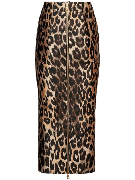 Balmain Leopard Print Pencil Midi Skirt Balmain