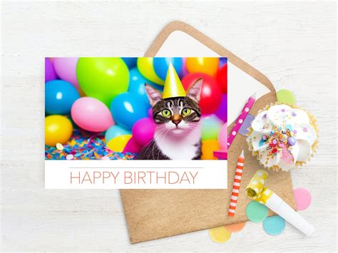 Cute Cat Birthday Printable Card Birthday Printable Card Birthday ...