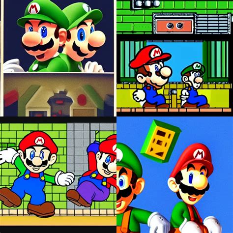 Mario And Luigi Sitting In A Dark Room They Are Stable Diffusion