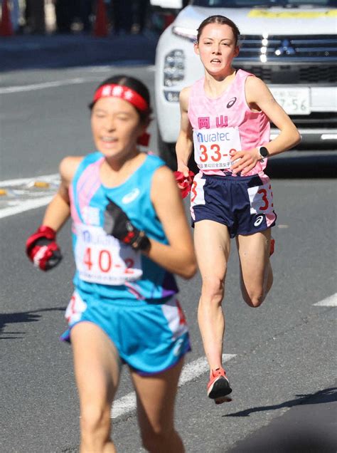 ＜皇后盃 第42回全国都道府県対抗女子駅伝競走大会＞2区で福岡を追い上げる岡山・ドルーリ－朱瑛里（撮影・岸 良祐） ― スポニチ