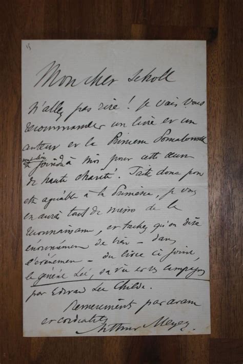 Lettre autographe signée à Aurélien Scholl par Arthur Meyer 1844 1924