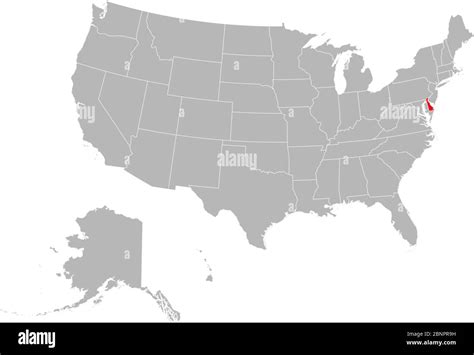 Delaware Highlighted On Usa Political Map Gray Background Stock Vector