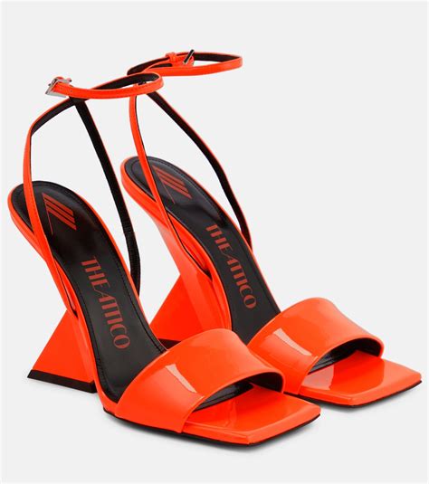 Cheope Patent Leather Wedge Sandals In Orange The Attico Mytheresa