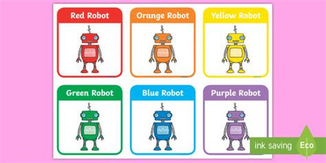 Robot Colours | Coloured Cards | Twinkl (teacher made)