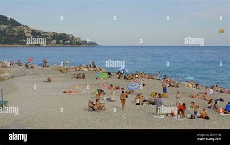 The Beaches and Beach Clubs in Nice - CITY OF NICE, FRANCE - JULY 10 ...