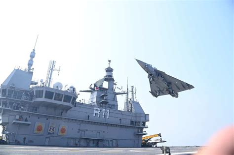 Indias Lca Navy And Mig 29k Trap Aboard New Aircraft Carrier Vikrant