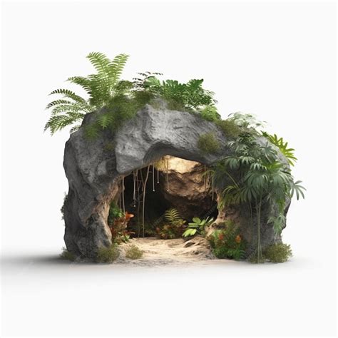 Premium Photo | A cave with plants on it