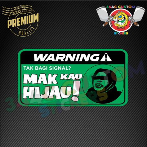 Sticker Kereta Motor Helmet Laptop Mak Kau Hijau Shopee Malaysia