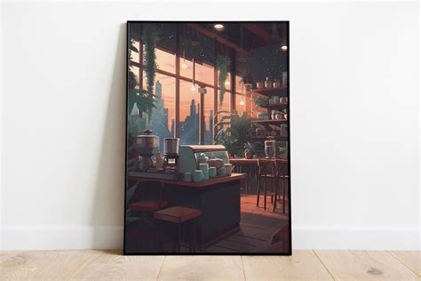 Lofi Cafe Digital Art Print, Lo Fi Aesthetic Poster, New York Coffee ...