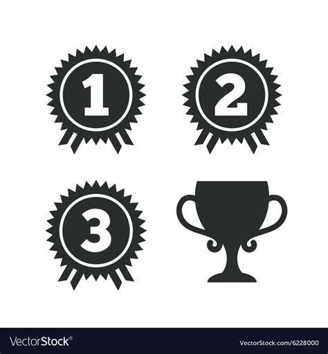 First Second And Third Place Icons Award Medal Vector Image