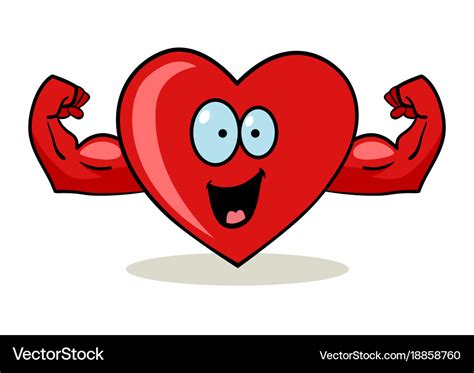 Cartoon character a heart with muscular hands Vector Image