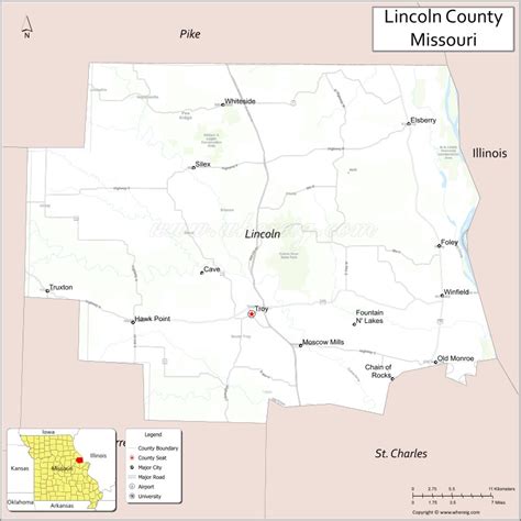 Map Of Lincoln County Missouri Showing Cities Highways Important