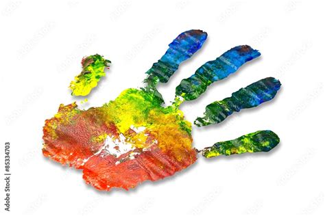 Abdruck Einer Bunt Bemalten Hand Stock Illustration Adobe Stock