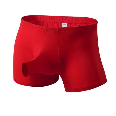 Herren Ice Silk Elephant Nose Boxershorts U Konvexe Durchsichtige