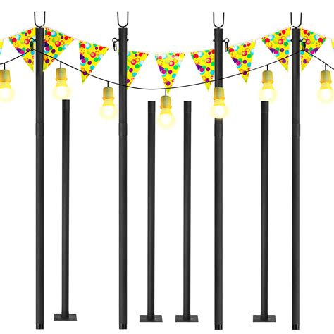 Buy String Light Pole Stand For Deck 4 Pack 10 Ft Heavy Duty Outdoor