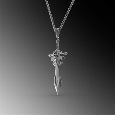 Excalibur Sword Silver Pendant Large Sterling Sword Necklace Silver