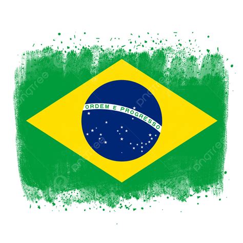 Bandera De Brasil Con Estilo De Trazos De Pincel Png Dibujos Bandera