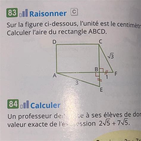 83 Raisonner C Sur la figure ci dessous l unité est le centimètre