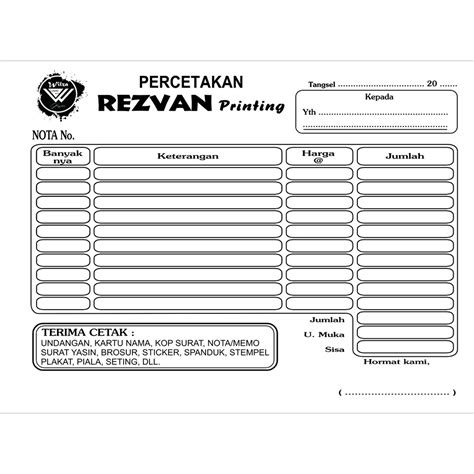 Jual Cetak Nota 1 Rim Rangkap Custom Ncr Invoice Bon Surat Jalan