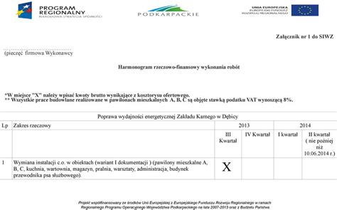 Harmonogram Rzeczowo Finansowy Wykonania Rob T Pdf Darmowe Pobieranie