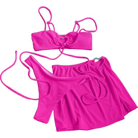 UTSJKR Women S 3 Piece Bikini Set 2025 Sexy Cutout Wrap Strappy Swimsuit With Drawstring Mesh