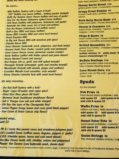 Menu At Parkers Pub Wrentham