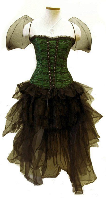 Green Fairy Set Wings Corset Tulle Skirt Fairy Dress Steampunk