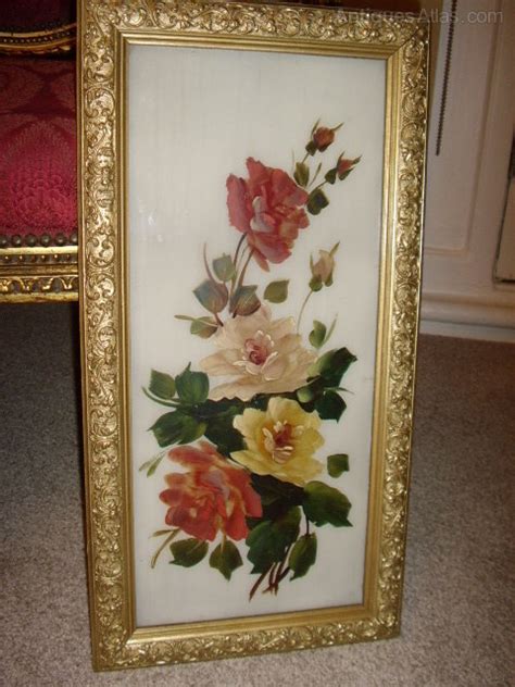 Antiques Atlas Pair Of Victorian Paintings Of Flowers On Glass