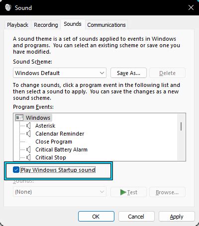 Disable Or Enable The Startup Sound On Windows