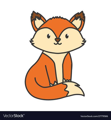 Cute fox sitting on white background Royalty Free Vector