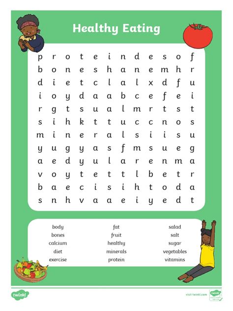 Healthy Eating Word Search Pdf