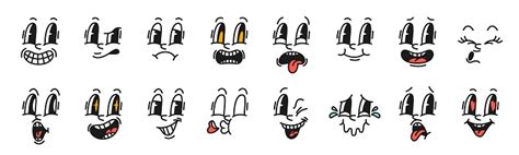 Cartoon Facial Expressions Mascot Rubber Emotions Old Animation ...