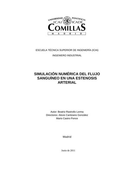 Pdf Simulaci N Num Rica Del Flujo Sangu Neo En Una Estenosis