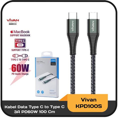 Jual Kabel Data Type C To Type C Vivan KPD100S PD 3A 60W Quick Charge