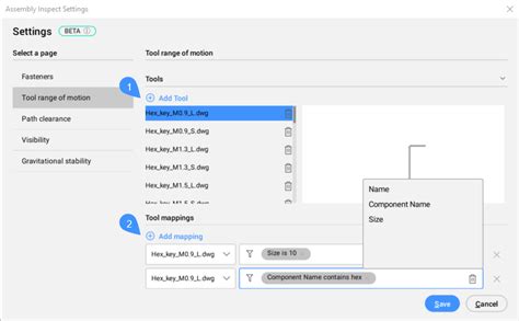 Assembly Inspect Settings Dialog Box Bricscad Lite And Pro Bricsys