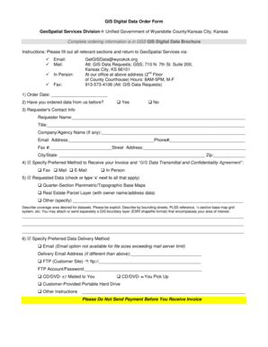 Fillable Online Wycokck GIS Digital Data Order Form GeoSpatial Services