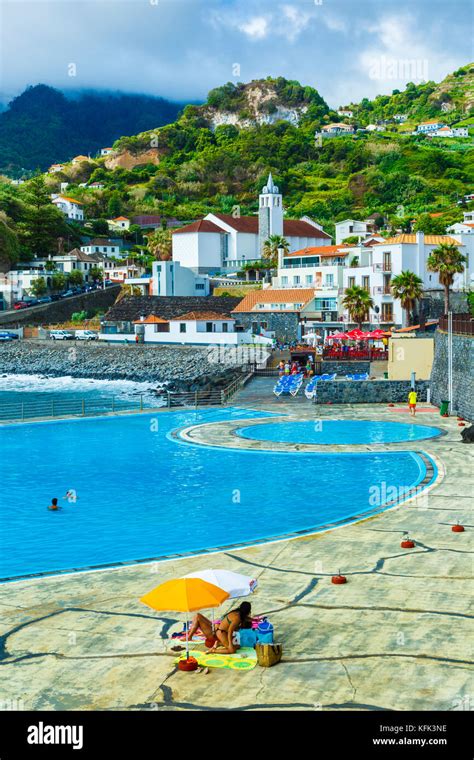 Village And Swimming Pool Stock Photo Alamy