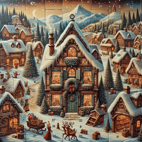 Vintage Snowy Village Christmas Advent Calendar - Free Image Download ...