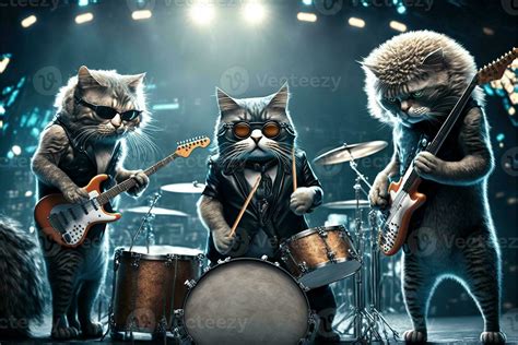 rock star cat band playing on stage llustration 23913835 Stock Photo at ...