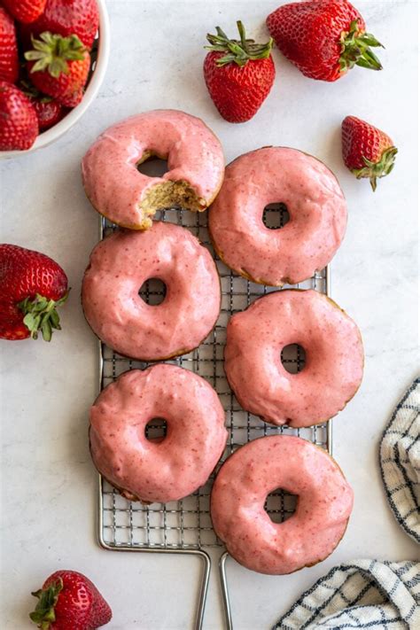 Baked Strawberry Donuts Food With Feeling