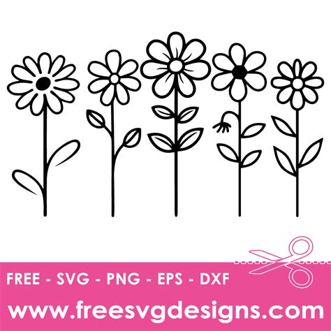 Daisy Flowers Free SVG Cut Files | freesvgdesigns.com