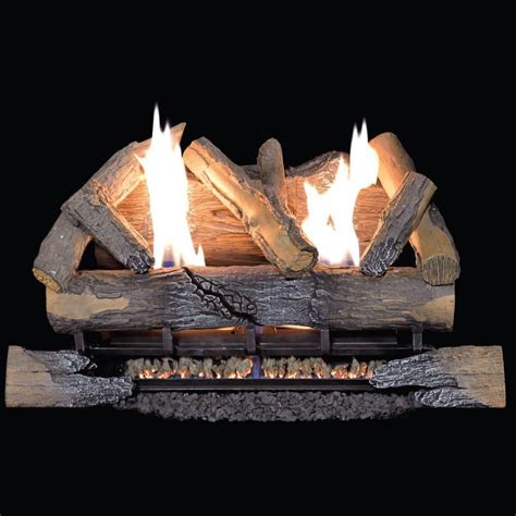 Duluth Forge Ventless Dual Fuel Gas Log Set 24 In Split Bark 33000