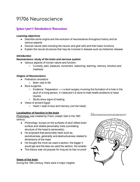 Neuroscience Lecture Notes 91706 Neuroscience Lectur 1 Par 1