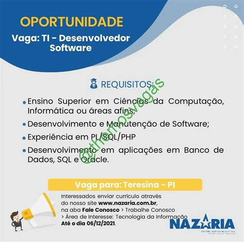 Desenvolvedor De Software Teresina PI 01 Viga S Themos Vagas