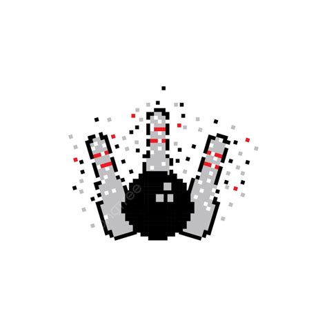 Pixel Art Bowling Logo And Symbol On White Background Background